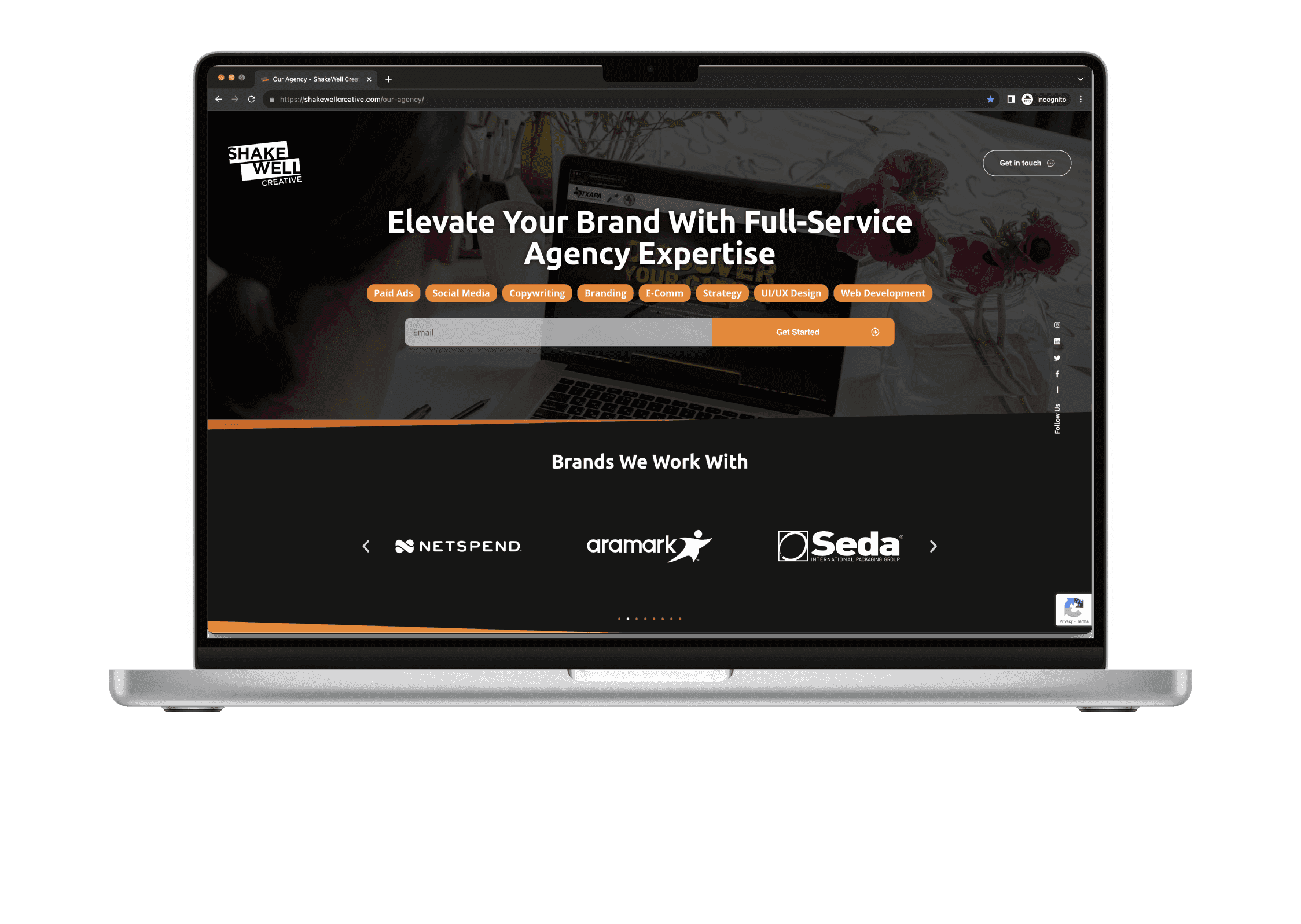 Shakewell Creative agency landing page