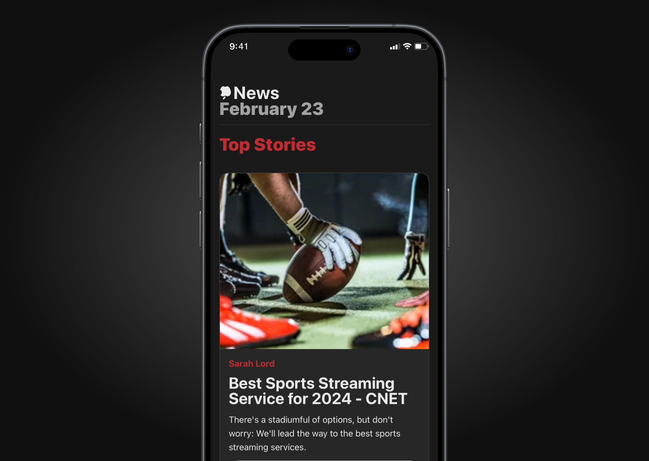 A screenshot of the Apple News Clone app showing a list of news articles.