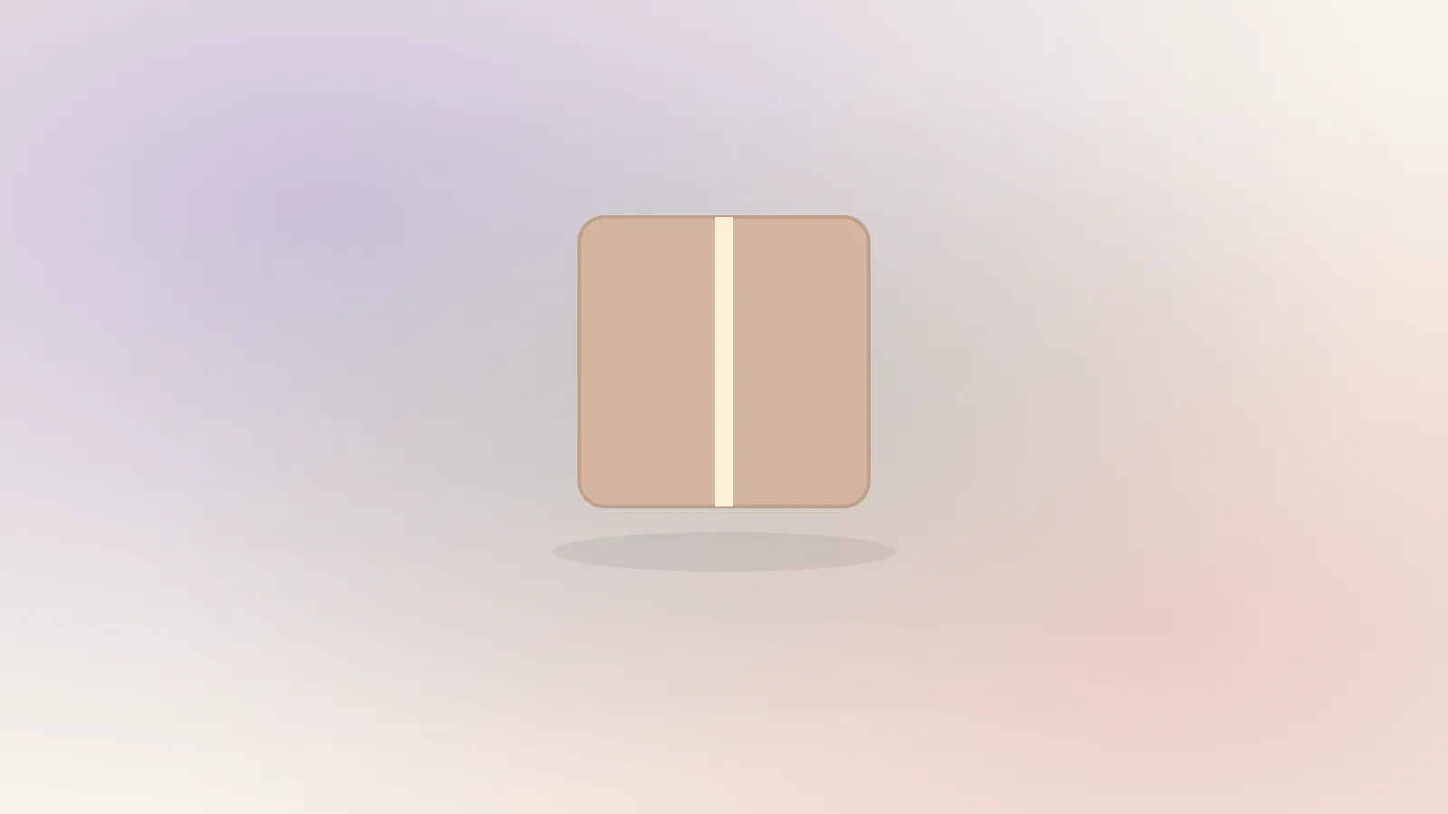 Soft pastel illustration of a single clay block at the center with a thin line of warm light running down through it, on a cream gradient