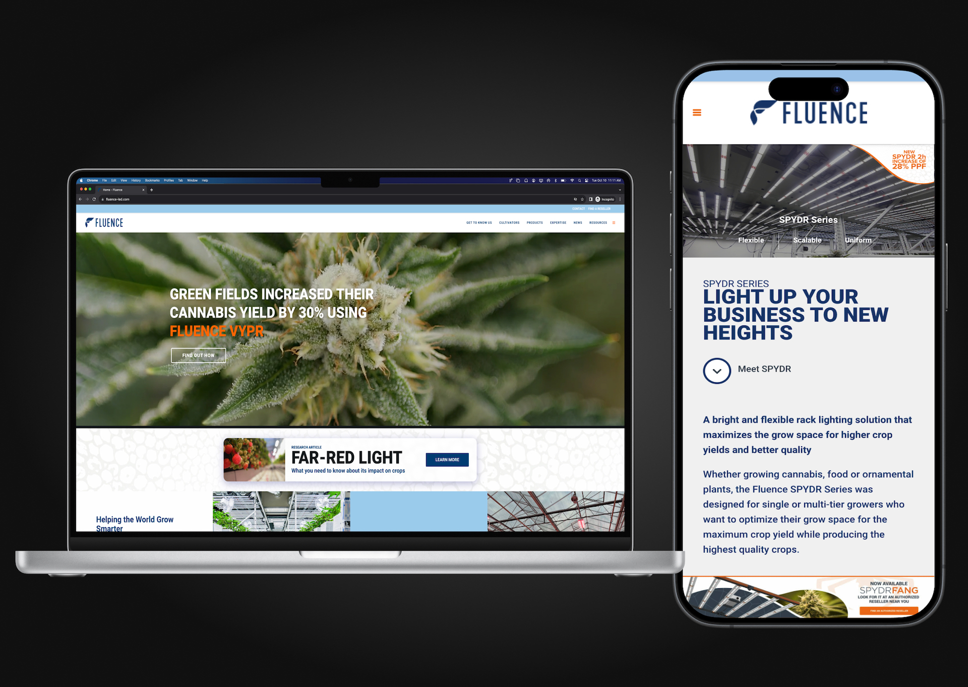 Cannabis LED lighting manufacturer brand site.