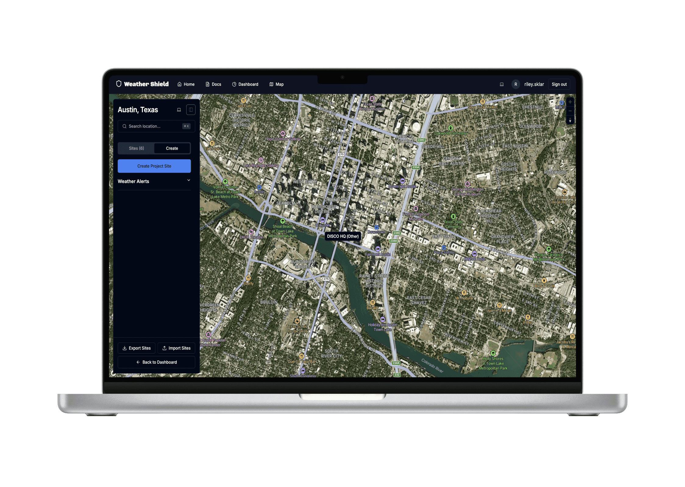 Weather Shield — map-based weather monitoring and risk assessment platform